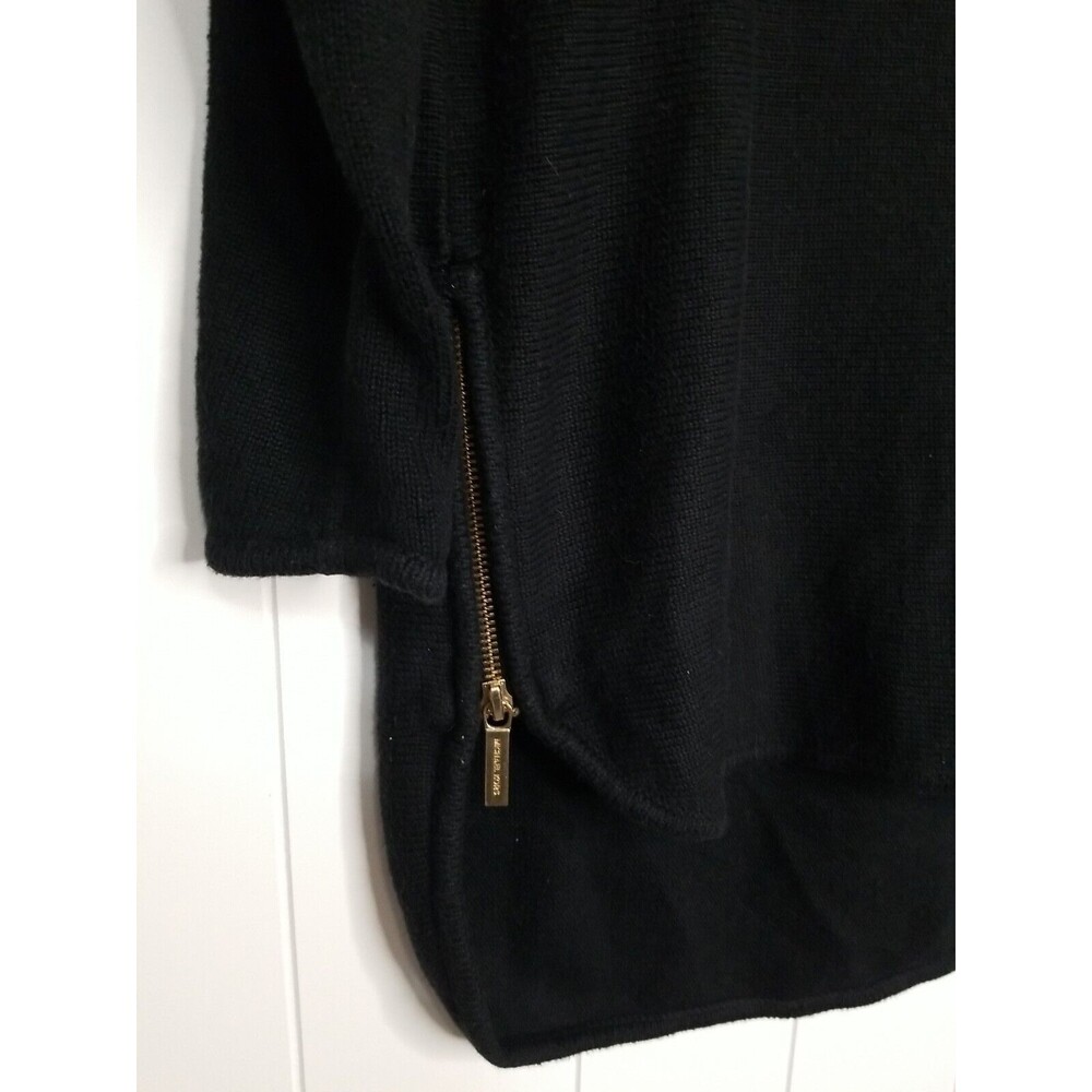 Michael Michael Kors Knit Sweater Womens Size Small Black Gold Zipper Pullover - Picture 5 of 15